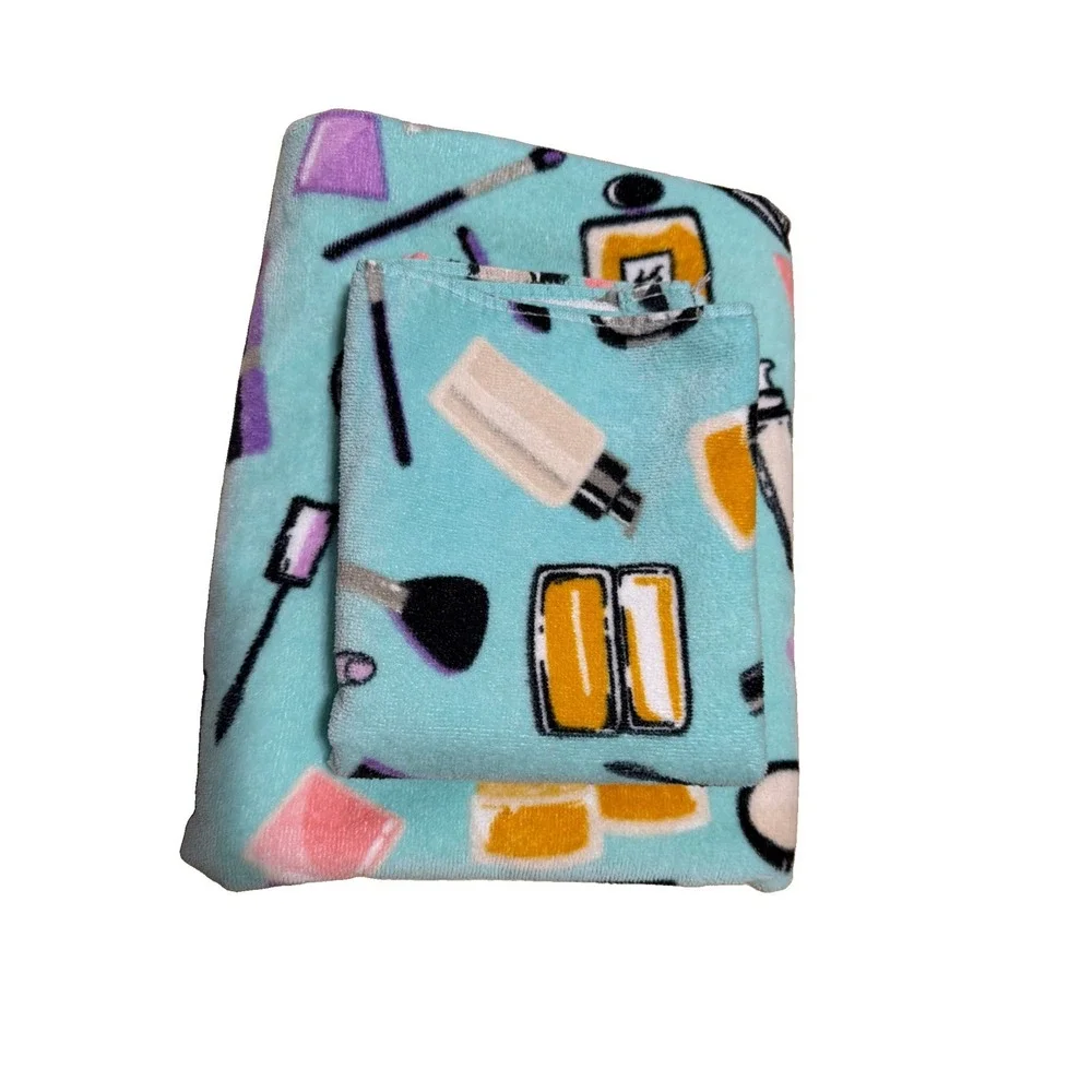 Serendipity Bath, Hand, Wash Cloth Towels Lipstick, Eye Shadow Polish Turquoise